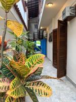 帕拉蒂Cantinho Centro Histórico的建筑里一排植物的走廊