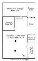 默特尔比奇Gorgeous Centrally Located Ocean View 2 King, Huge Private Yard &amp; Deck, Firepit, BBQ, &amp; Game Tables的房屋平面图图