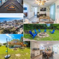 默特尔比奇Gorgeous Centrally Located Ocean View 2 King, Huge Private Yard &amp; Deck, Firepit, BBQ, &amp; Game Tables的房屋照片的拼贴