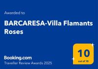 BARCARESA-Villa Flamants Roses的证书、奖牌、标识或其他文件