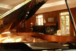 丰沙尔Quinta Paços do Lago的客厅配有三角钢琴,客厅配有