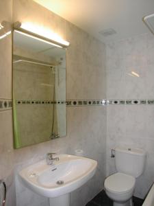 布罗托加布里酒店的一间带水槽、卫生间和镜子的浴室
