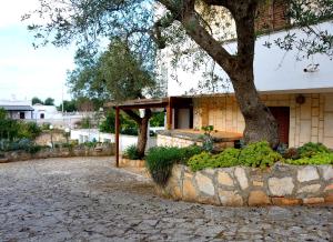 奥斯图尼Villa Lilla的一座有树和石墙的房子