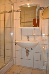 京斯特Hotel Rügen Park KG的一间带水槽和淋浴的浴室