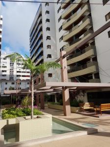 马塞约Maceio Facilities Apartamento Temporada的一座建筑前的棕榈树