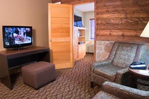 图萨扬Holiday Inn Express & Suites Grand Canyon, an IHG Hotel的客厅配有电视、沙发和椅子
