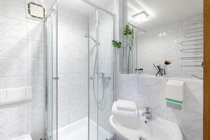 因戈尔施塔特斯里普茵民宿 的带淋浴和盥洗盆的白色浴室