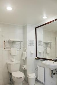 圣地亚哥阿尔卡拉德尔里奥酒店的白色的浴室设有卫生间和水槽。