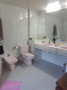 马略卡岛帕尔马Son Roqueta的一间带卫生间、水槽和镜子的浴室