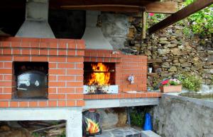 奥利维拉多霍斯比托Quinta Do Caramulo的砖炉,里面火