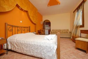 纳克索乔拉佩西恩斯黛拉酒店的一间卧室设有一张床和一间客厅。