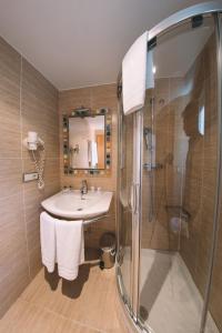 潘普洛纳卡斯蒂略哈维尔酒店的一间带水槽和淋浴的浴室