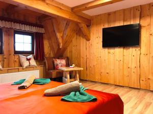 KrásnáChata Emil Zatopek - Maraton - Lysa Hora的客房设有1张带平面电视的床。