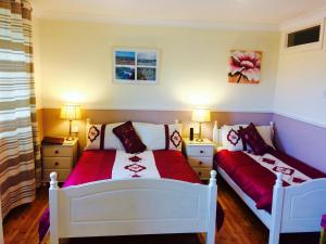 基尔罗南Clai Ban的一间卧室配有两张床和两盏灯。
