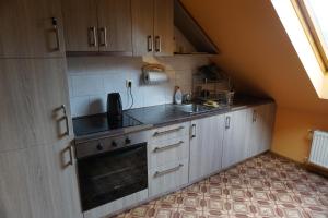 塔尔西Kamparkalns的一间带水槽和炉灶的小厨房