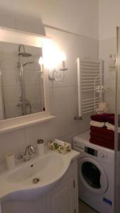 柏林Romantic Style Apartment Berlin的一间带水槽和洗衣机的浴室