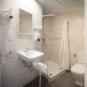 滨海托萨赫斯塔勒特酒店的一间带水槽、淋浴和卫生间的浴室