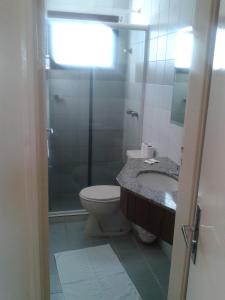 雅卡雷伊皇家公园酒店的浴室配有卫生间、淋浴和盥洗盆。