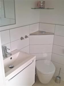 明斯特Studio Muenster City的白色的浴室设有卫生间和水槽。