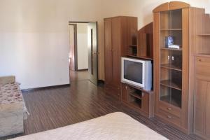 加里宁格勒Apartments on Tsentralnaya Ploshad的客房设有1张床、1台电视和木制橱柜。