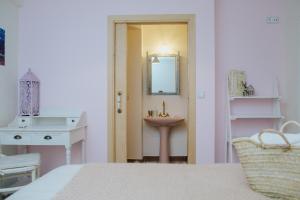 萨连特加列戈Casa Rural Valle de Tena的一间带水槽和镜子的浴室