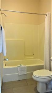 麦卡伦La Copa Inn的浴室配有白色卫生间、浴缸和水槽。