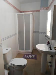 洛斯·亚诺斯·德·阿里丹Miguelangelo的一间带卫生间和水槽的浴室