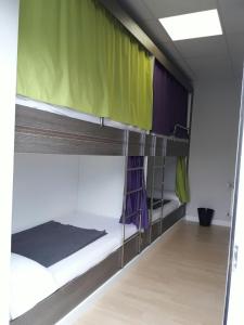 帕德隆Albergue Camiño Do Sar的一间卧室配有两张双层床。