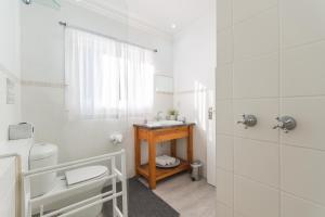 维德尼斯瑞克妮海滨别墅酒店的白色的浴室设有水槽和卫生间。