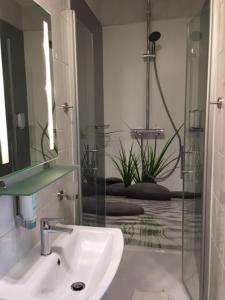 兰茨贝格兰茨贝格酒店的一间带水槽和镜子的浴室