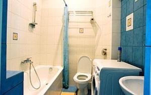 考纳斯考纳斯公寓的带浴缸、卫生间和盥洗盆的浴室