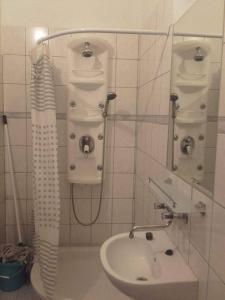 托考伊Réka Vendéghàz的带淋浴和盥洗盆的浴室