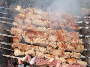 西格纳吉特姆卡旅馆的烤架上的肉做