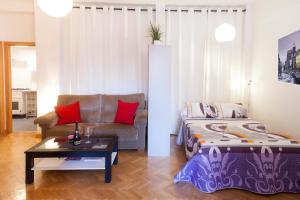 马德里塞戈维亚公寓的客厅配有床和沙发