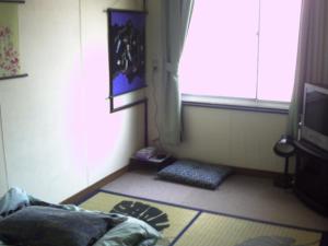 东京塔玛日式旅馆的客厅设有窗户和电视