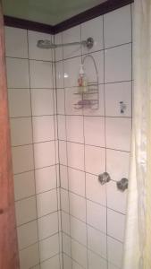 布赖特河湾家园的浴室设有白色瓷砖淋浴。