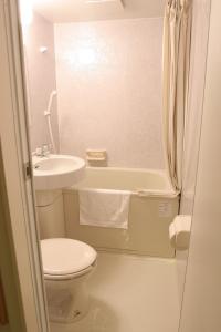 高崎高崎前基广场酒店的浴室配有卫生间、盥洗盆和浴缸。