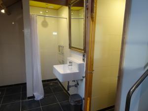卡德赞德Luxe kamer Cadzand的一间带水槽和镜子的浴室