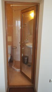 阿赫洛伊Guest House Markovi Aheloy的带淋浴、卫生间和盥洗盆的浴室