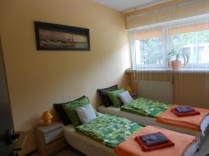 克拉科夫埃克斯特拉博克耶杜维纳耶西亚旅舍的客房设有两张床和窗户。