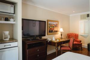 金斯顿绿色英亩旅馆的酒店客房设有电视和带椅子的书桌