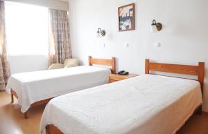 奥尔塔Hotel São Francisco的酒店客房设有两张床和窗户。