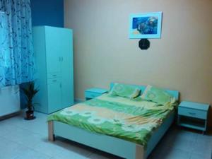 贝拉茨尔克瓦Guest house Ćane Smestaj的一间卧室配有一张蓝色床架的床