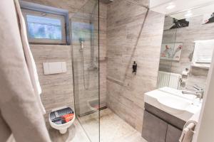 斯帕布瓦多蒙特住宿加早餐酒店的带淋浴、卫生间和盥洗盆的浴室