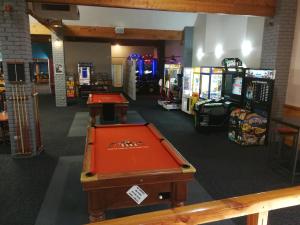 奥玛鲁奥玛鲁阿斯科特汽车旅馆的一间设有台球桌和几款视频游戏的房间