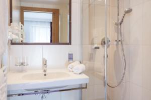 盖洛斯加尔尼马特豪斯霍夫公寓式酒店的一间带水槽和淋浴的浴室
