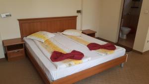 阿赫洛伊Guest House Markovi Aheloy的一张大床,配有两个枕头