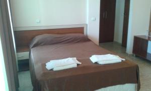 洛泽内茨贝里斯莫酒店的一间卧室配有一张床,上面有两条毛巾