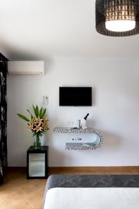 内尔哈阿罕布拉旅馆 - 仅限成人入住的一间房间,配有一张床和墙上的电视
