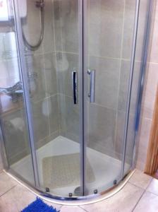 CommeenKerrigan's Cottage的浴室里设有玻璃门淋浴